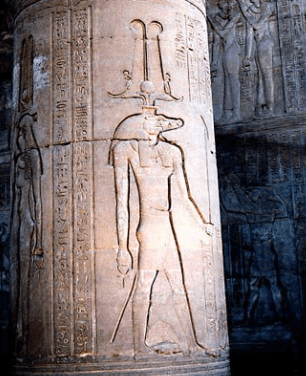 Carving of Sobek on an Ancient Column