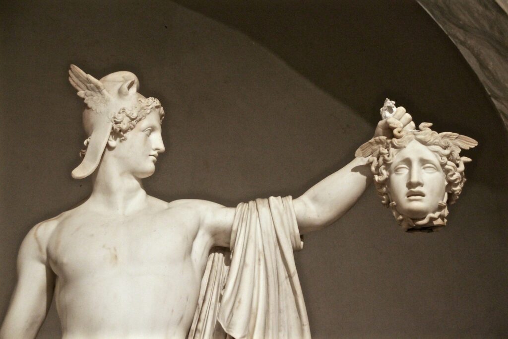 Perseus holding Medusas's head