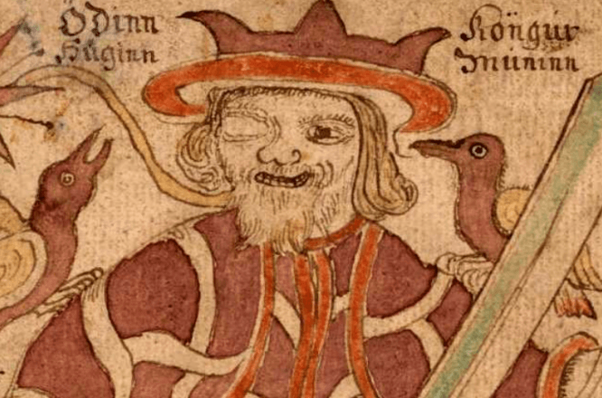 Odin with Huginn and Muninn