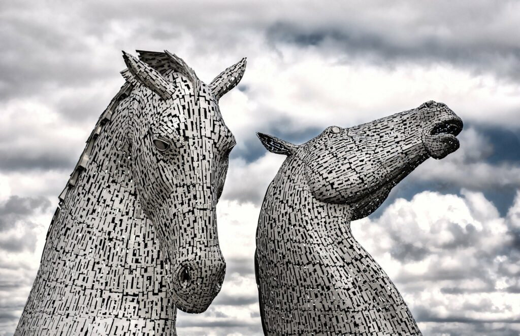 The Kelpies - a modern art fearure in Falkirk, Scotland