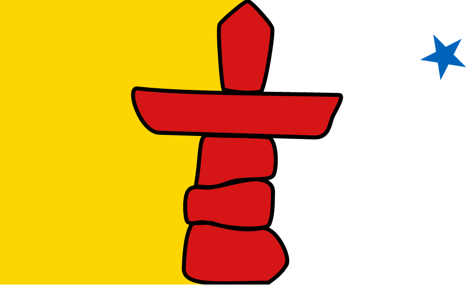 An Inukshuk is featured on the flag of Nunavut, Canada
