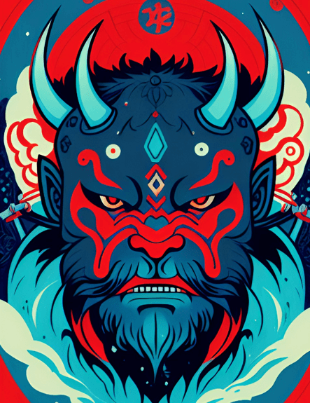 Oni are usually portrayed as horned demons