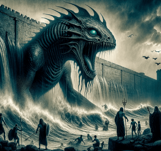 Cetus attacking the Walls of Troy