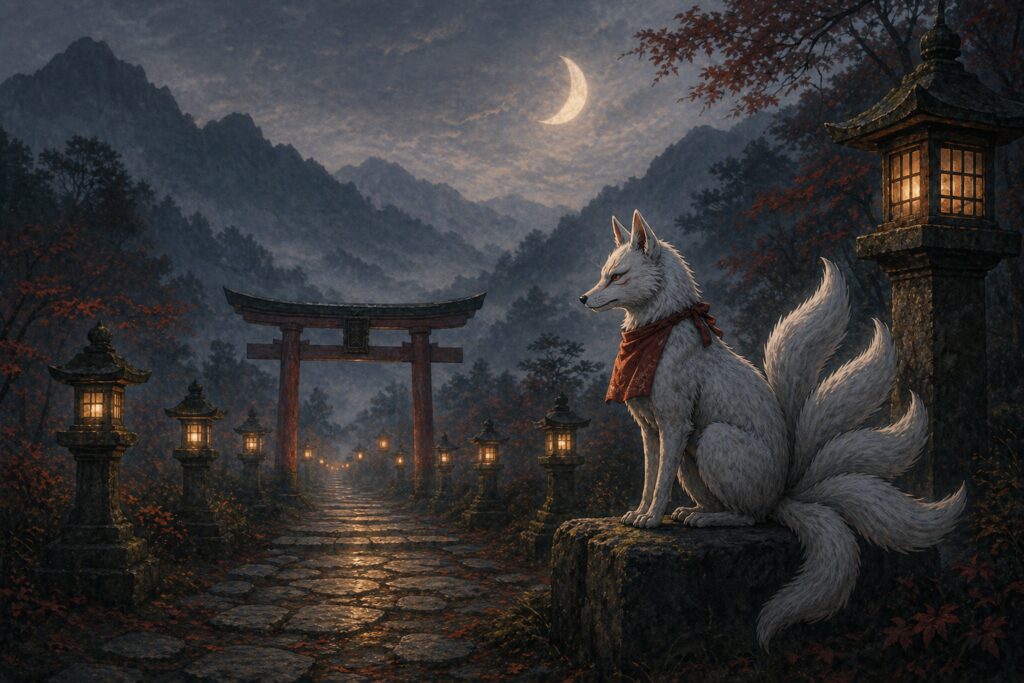 A Kitsune relaxing in the moonlight