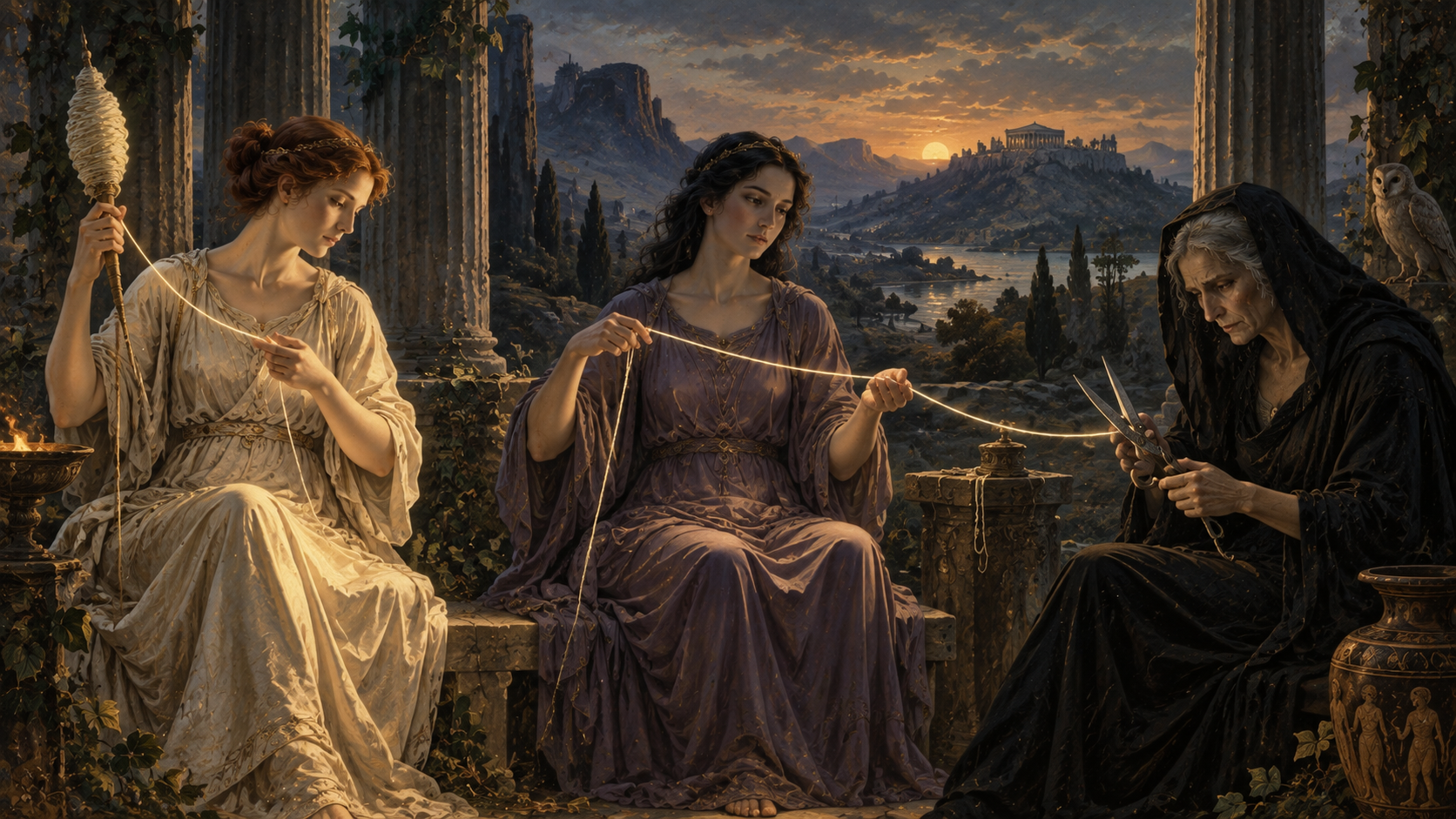 The Three Fates Clotho Lachesis and Atropos