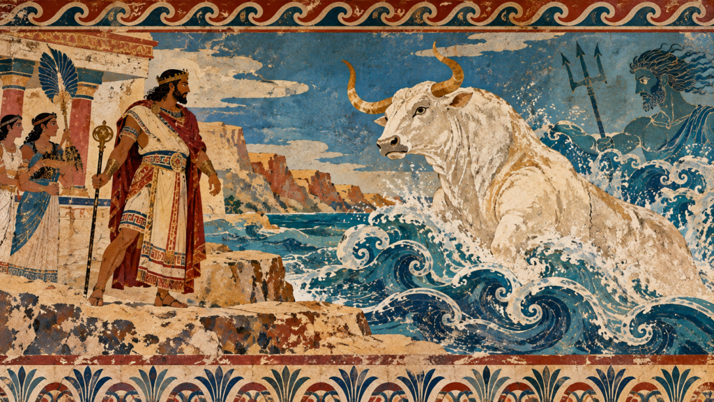 Poseidon Sends the White Bull to King Minos